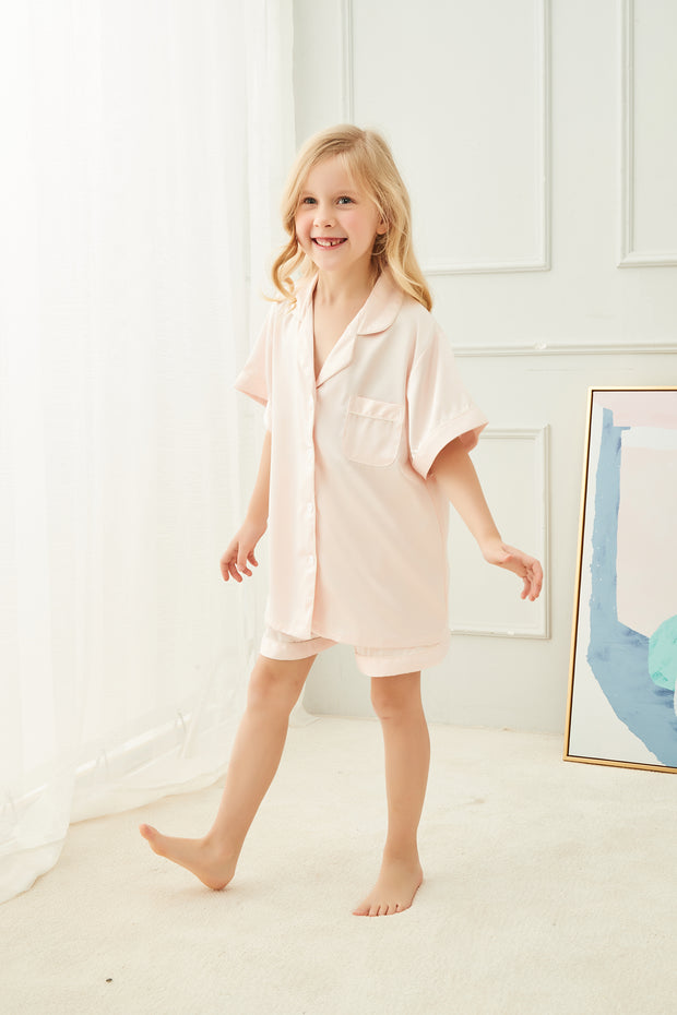 Light Pink Kids Personalised Short Sleeve and Short Pyjamas - HoorayDays
