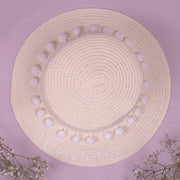 Children's Personalised White Hat with White Pom Pom Beach Hat - HoorayDays