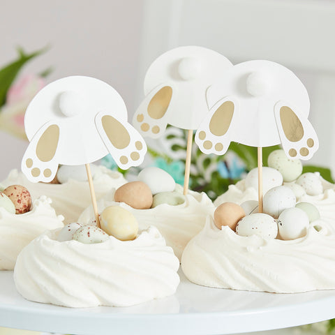 Gold Easter Bunny Bum Cupcake Toppers - HoorayDays