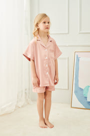 Dusky Pink Kids Personalised Short Sleeve and Short Pyjamas - HoorayDays