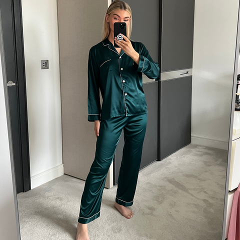 Emerald Green Personalised Long Sleeves and Trousers Pyjamas - HoorayDays