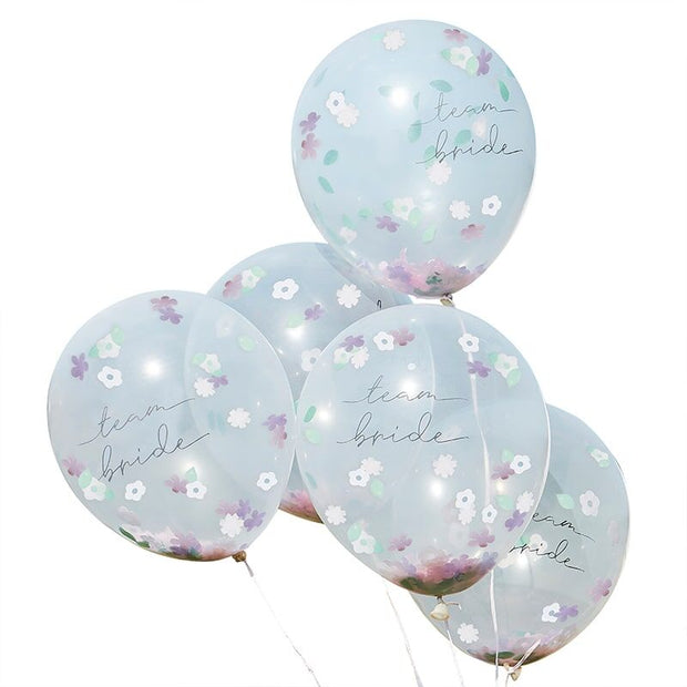 5 Floral Team Bride Confetti Balloons - HoorayDays
