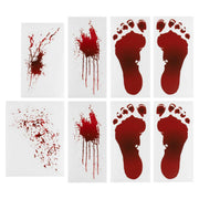 Red Blood Splatter & Footprint Halloween Floor Stickers - HoorayDays