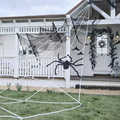 Giant Halloween Spider Web Decoration with Large Spider - HoorayDays