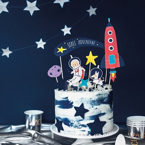 7 Space Party Cake Toppers - HoorayDays