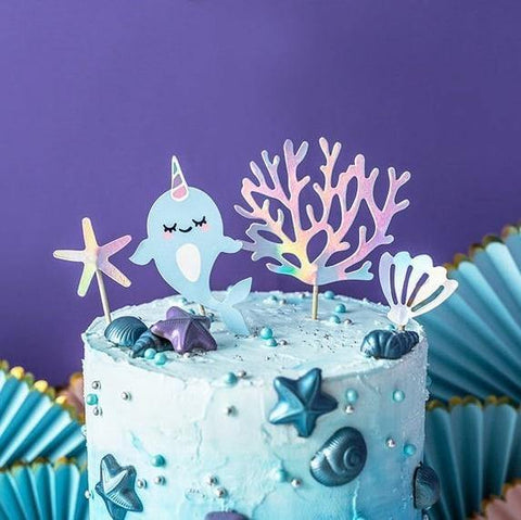 4 Narwhal Party Cake Toppers - HoorayDays