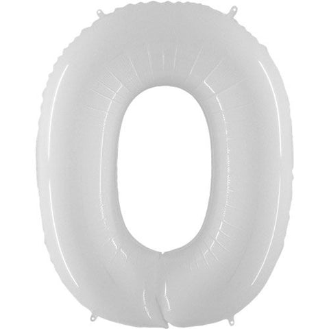 40 Inch White Number 0 Balloon - HoorayDays