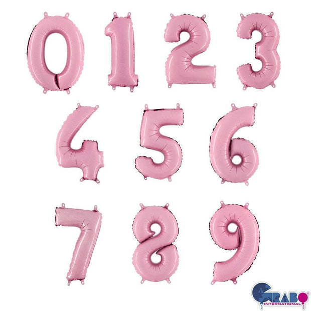 14 inch Pastel Pink Number Balloons - HoorayDays