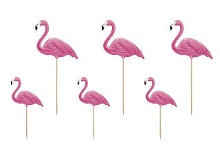 6 Tropical Pink Flamingo Cake Toppers - HoorayDays