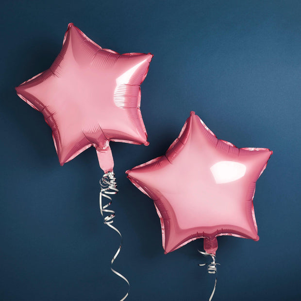 2 Pink Star Balloons - HoorayDays