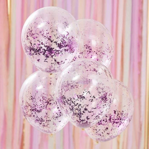 5 Lilac Confetti Balloons - HoorayDays