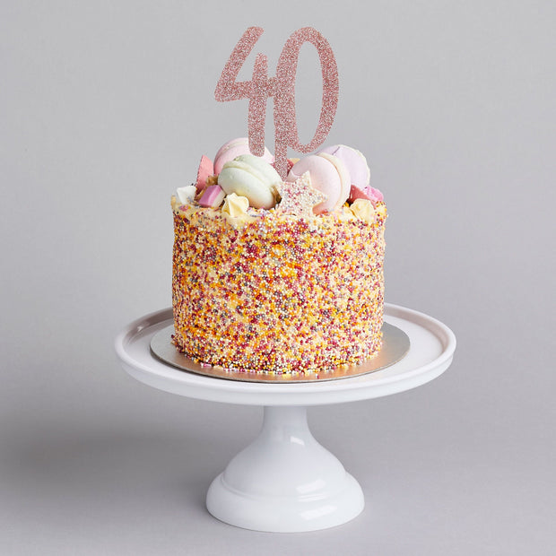 Rose Gold Glitter 40th Birthday Cake Topper - HoorayDays