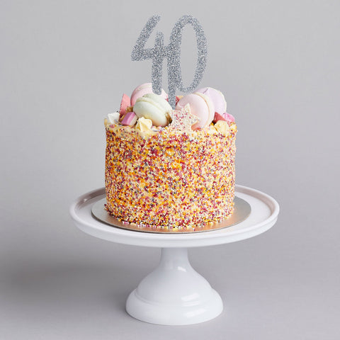 Silver Glitter 40th Birthday Cake Topper - HoorayDays