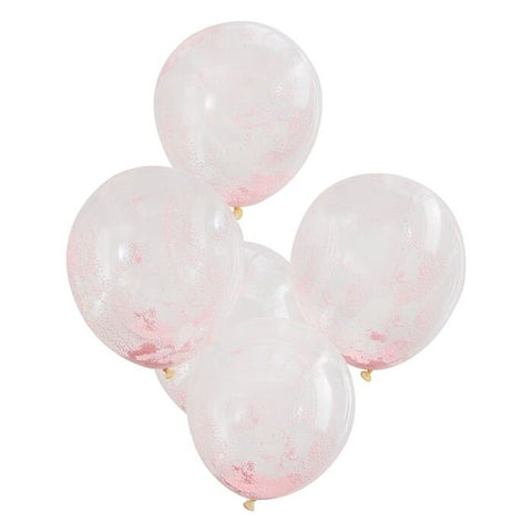 5 Pink Confetti Bead Balloons - HoorayDays