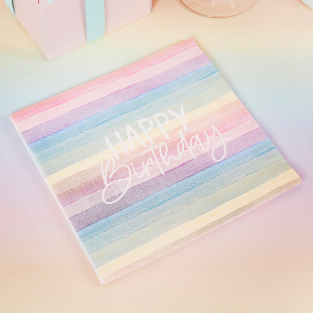 16 Pastel Rainbow Party Napkins - HoorayDays