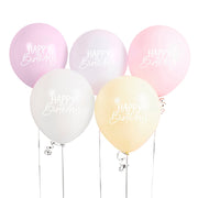 5 Pastel Rainbow Happy Birthday Balloons - HoorayDays