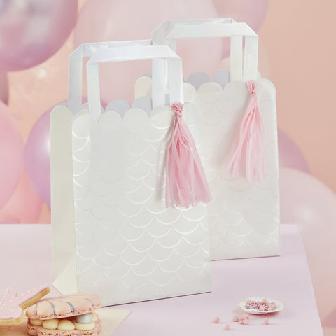 Iridescent and Pink Party Bags with Tassels - HoorayDays
