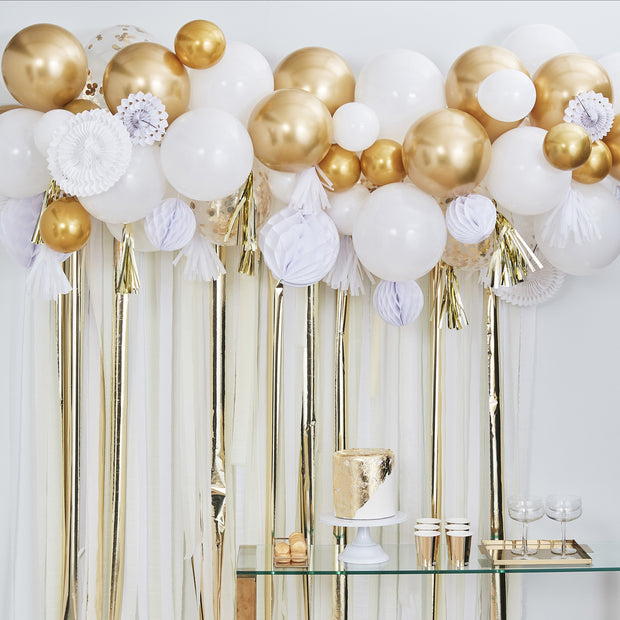 White and Gold Confetti Happy Anniversary Balloons - HoorayDays