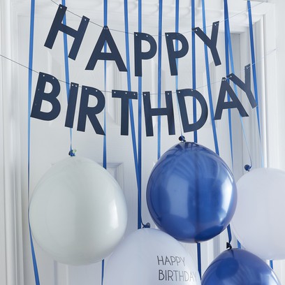 Navy & Blue Happy Birthday Balloon Door Kit - HoorayDays