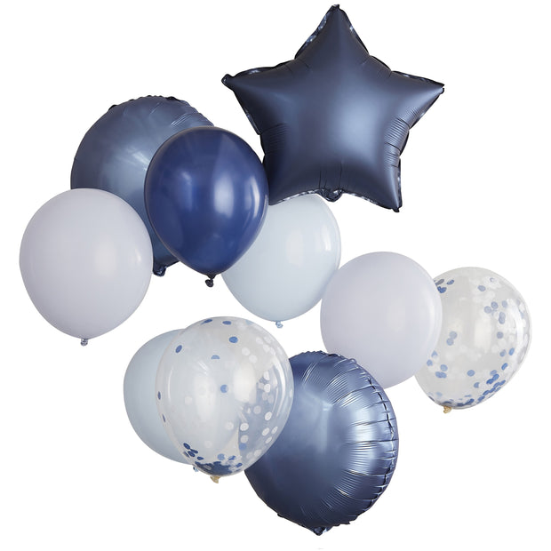 Blue, Navy & Confetti Balloon Bundle - HoorayDays