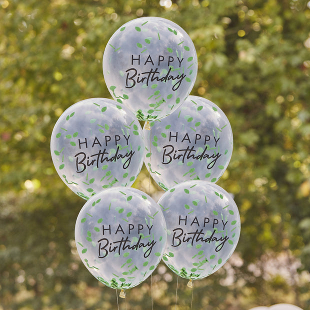 Happy Birthday Leaf Confetti Balloons - HoorayDays