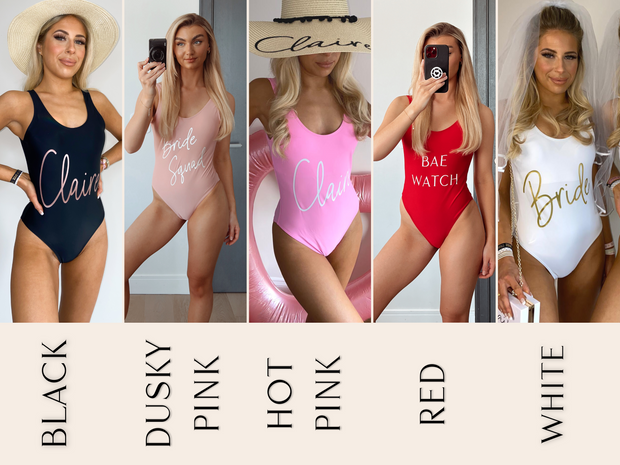 Dusky Pink Personalised Swimsuits - HoorayDays