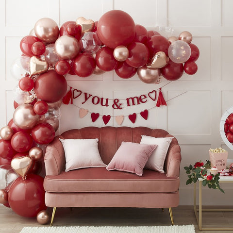 Red, Pink, Rose Gold Chrome Balloon Arch Kit - HoorayDays